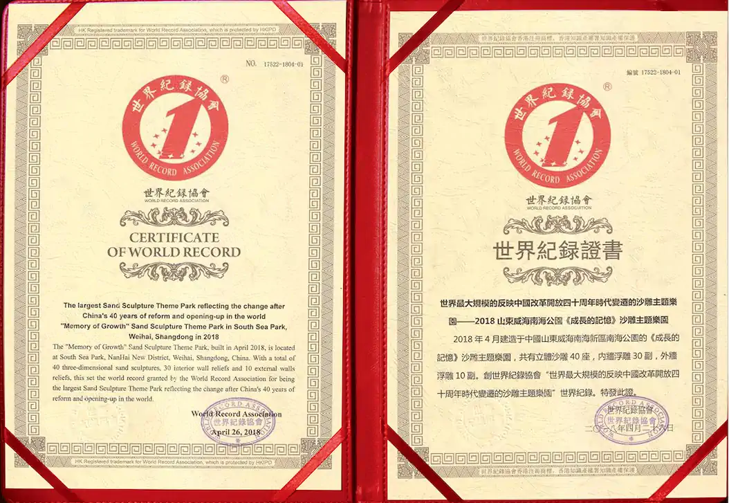2018年成长的记忆世界纪录证书